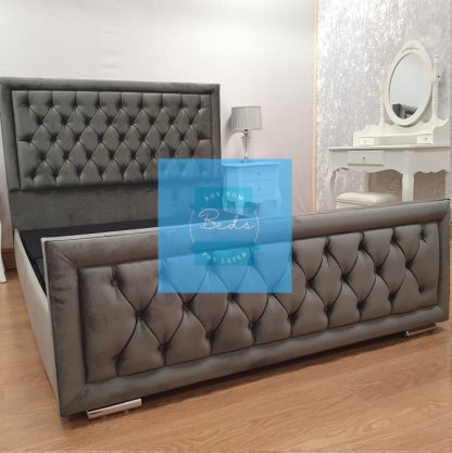 Dark Grey Plush Velvet - Hampton bed - Buy Now Pay Later Beds - Pay monthly bed