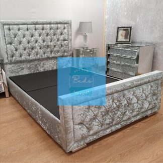 Hampton bed - silver crushed velvet bed - Buy Now Pay Later Beds